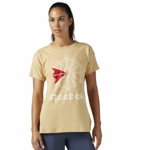 Reebok Classic Graphic T Shirt Damen - Beige - DE 590-ZOC